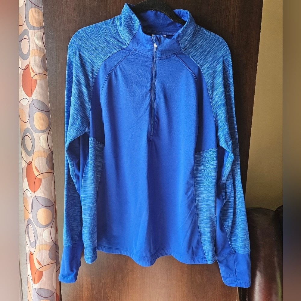 Danskin Vibrant Blue Lightweight Quarter Zip Workout Tee Size XXL